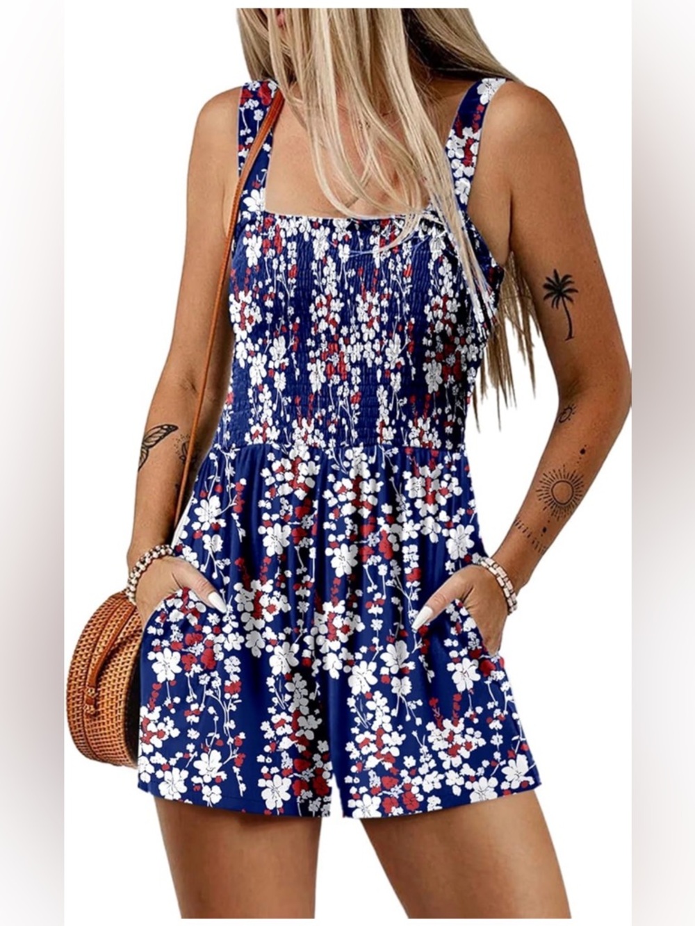 🆕Floral Smocked Romper - White Multi